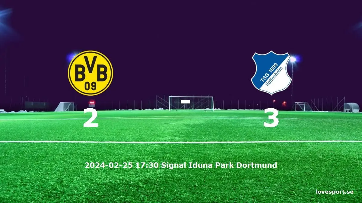 Borussia Dortmund mot TSG 1899 Hoffenheim tidslinje och laguppställning