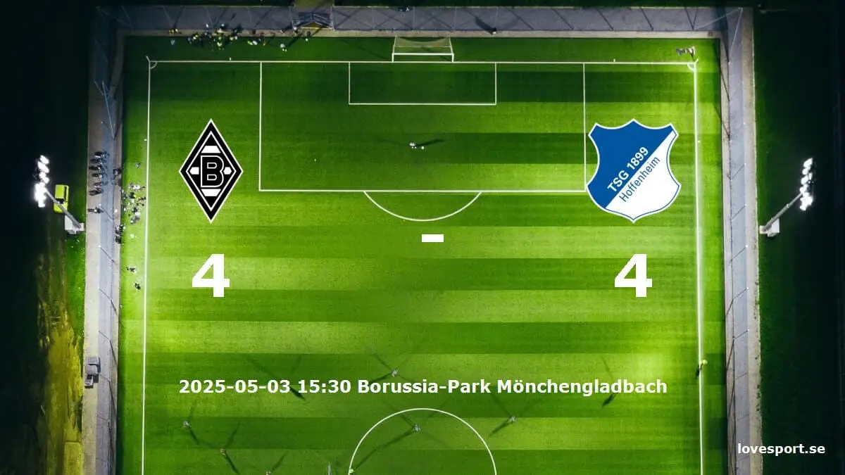 Borussia Mönchengladbach mot TSG 1899 Hoffenheim tidslinje och laguppställning