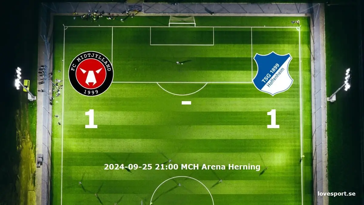 Midtjylland mot TSG 1899 Hoffenheim tidslinje och laguppställning