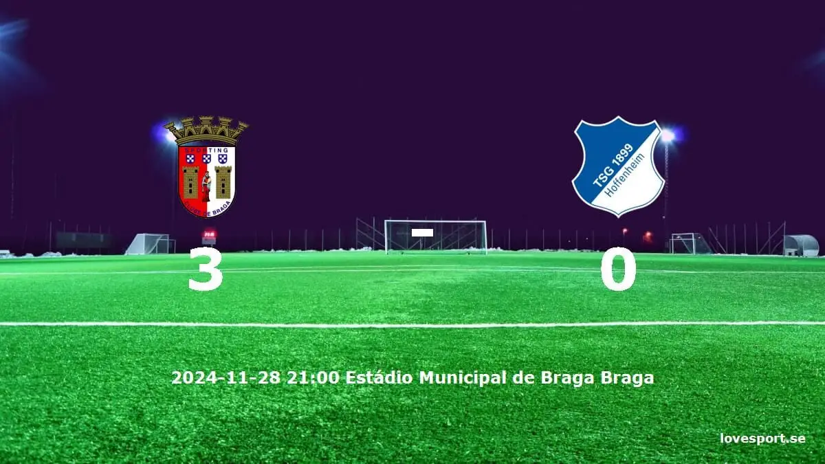 SC Braga mot TSG 1899 Hoffenheim tidslinje och laguppställning