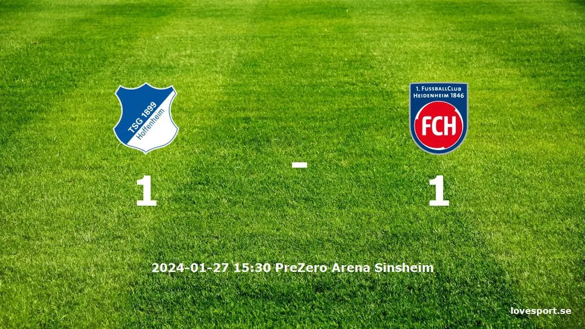 TSG 1899 Hoffenheim mot 1. FC Heidenheim tidslinje och laguppställning