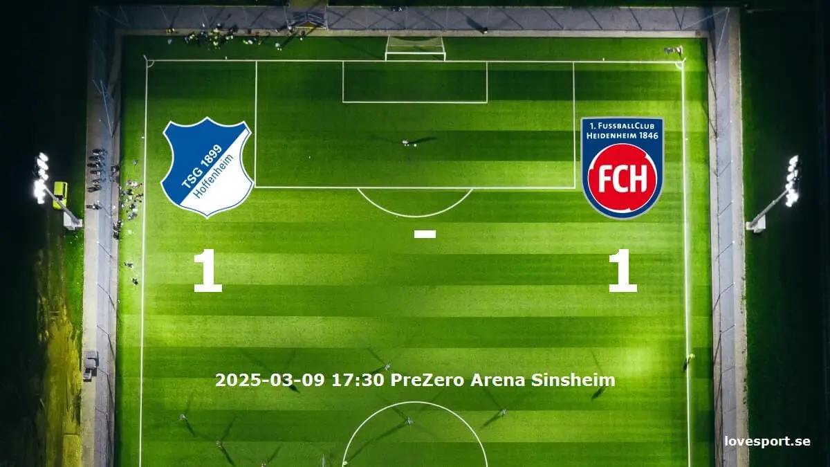 TSG 1899 Hoffenheim mot 1. FC Heidenheim tidslinje och laguppställning