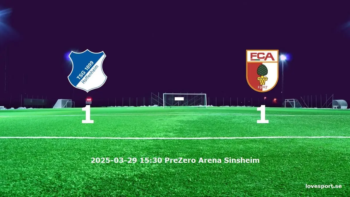 TSG 1899 Hoffenheim mot FC Augsburg tidslinje och laguppställning