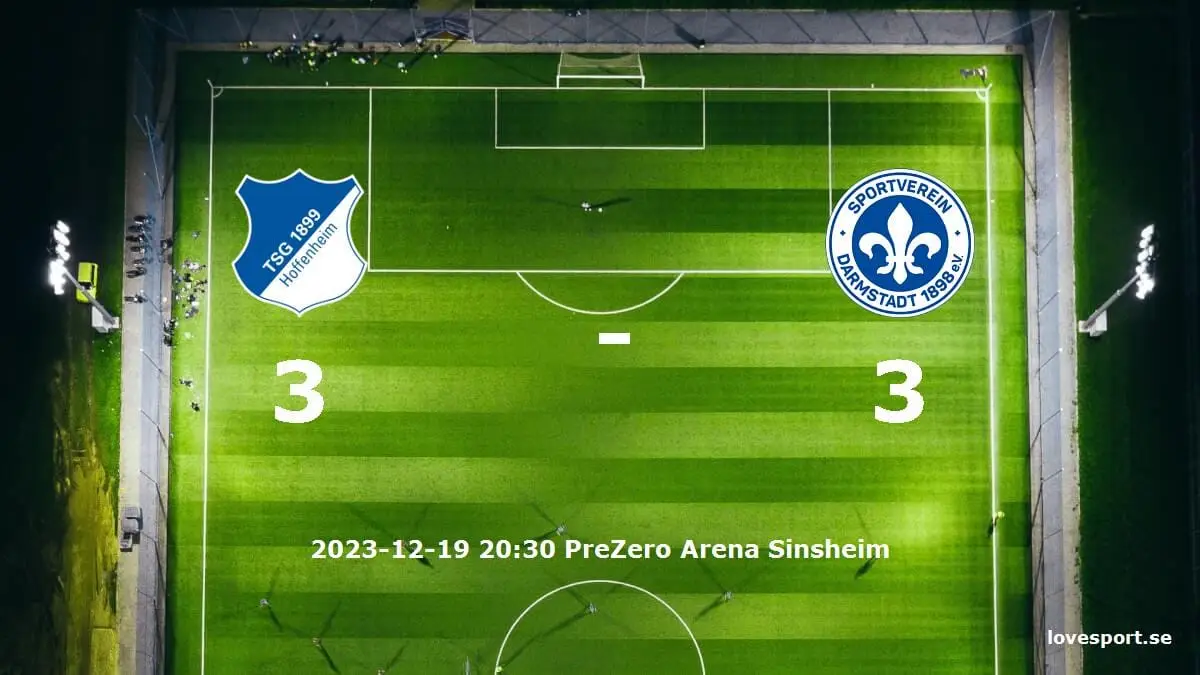 TSG 1899 Hoffenheim mot SV Darmstadt 98 tidslinje och laguppställning
